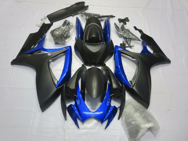 Aftermarket 2006-2007 Matte Black Gloss Blue Suzuki GSXR 600-750 Motorcycle Fairing Aftermarket 2006-2007 Matte Black Gloss Blue Suzuki GSXR 600-750 Motorcycle Fairing