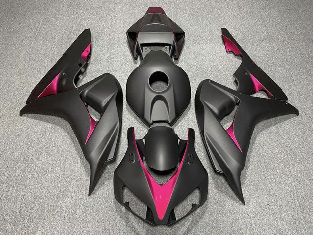 Aftermarket 2006-2007 Matte Black and Pink Honda CBR1000RR Motorcycle Fairing