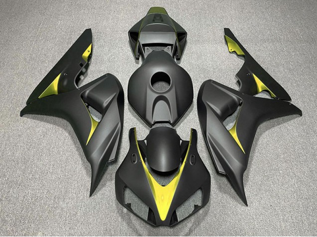 Aftermarket 2006-2007 Matte Black and Yellow Honda CBR1000RR Motorcycle Fairing