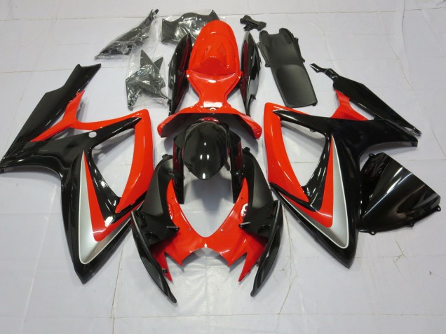 Aftermarket 2006-2007 Orange Silver and Black Suzuki GSXR 600-750 Motorcycle Fairing Aftermarket 2006-2007 Orange Silver and Black Suzuki GSXR 600-750 Motorcycle Fairing