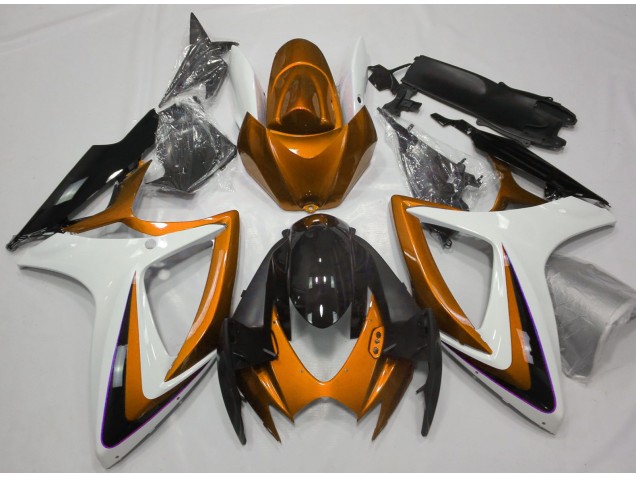 Aftermarket 2006-2007 Orange & White Debadged Suzuki GSXR 600-750 Motorcycle Fairing Aftermarket 2006-2007 Orange & White Debadged Suzuki GSXR 600-750 Motorcycle Fairing