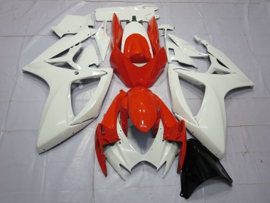 Aftermarket 2006-2007 Orange and White Suzuki GSXR 600-750 Motorcycle Fairing