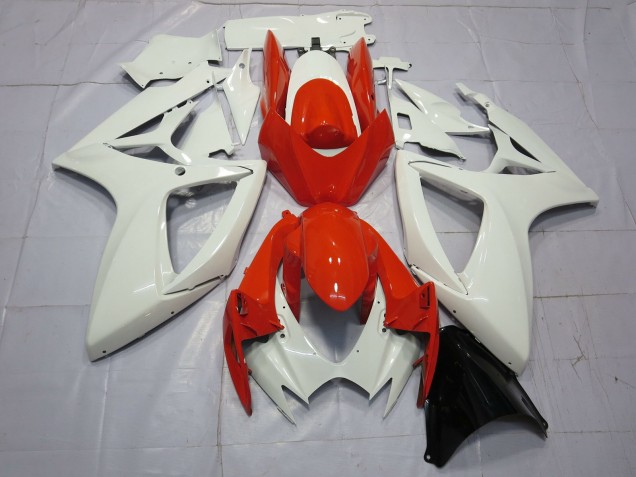 Aftermarket 2006-2007 Orange and White Suzuki GSXR 600-750 Motorcycle Fairing Aftermarket 2006-2007 Orange and White Suzuki GSXR 600-750 Motorcycle Fairing