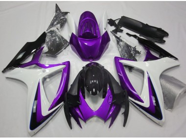 Aftermarket 2006-2007 Purple & White Debadged Suzuki GSXR 600-750 Motorcycle Fairing