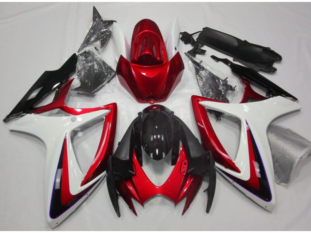 Aftermarket 2006-2007 Red & White Debadged Suzuki GSXR 600-750 Motorcycle Fairing Aftermarket 2006-2007 Red & White Debadged Suzuki GSXR 600-750 Motorcycle Fairing