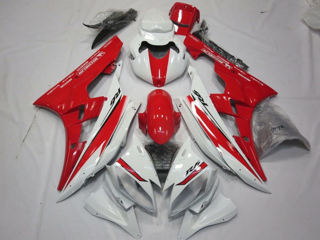 Aftermarket 2006-2007 Red White Style Design Yamaha R6 Motorcycle Fairing Aftermarket 2006-2007 Red White Style Design Yamaha R6 Motorcycle Fairing
