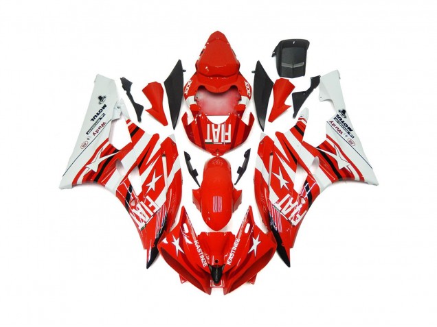 Aftermarket 2006-2007 Red and White Star Fiat Yamaha R6 Motorcycle Fairing Aftermarket 2006-2007 Red and White Star Fiat Yamaha R6 Motorcycle Fairing