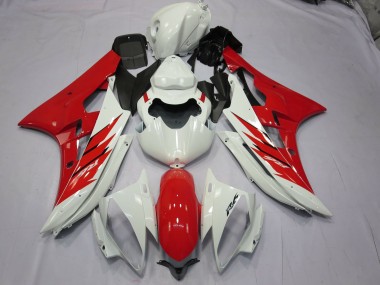 Aftermarket 2006-2007 Red and White Yamaha R6 Motorcycle Fairing