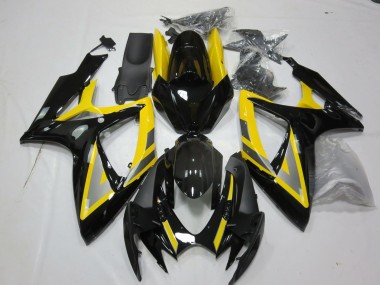 Aftermarket 2006-2007 Silver and Black Yellow Suzuki GSXR 600-750 Motorcycle Fairing