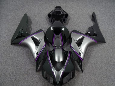 Aftermarket 2006-2007 Silver with Dark Purple Pin Stripe Honda CBR1000RR Motorcycle Fairing
