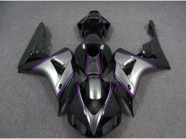Aftermarket 2006-2007 Silver with Dark Purple Pin Stripe Honda CBR1000RR Motorcycle Fairing Aftermarket 2006-2007 Silver with Dark Purple Pin Stripe Honda CBR1000RR Motorcycle Fairing