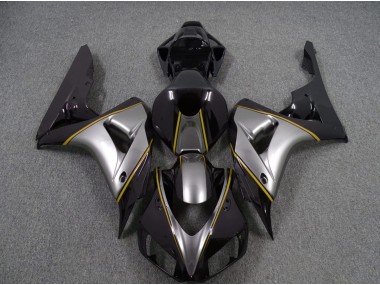 Aftermarket 2006-2007 Silver with Yellow Pin Stripe Honda CBR1000RR Motorcycle Fairing