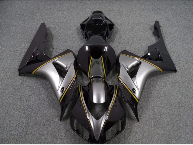 Aftermarket 2006-2007 Silver with Yellow Pin Stripe Honda CBR1000RR Motorcycle Fairing Aftermarket 2006-2007 Silver with Yellow Pin Stripe Honda CBR1000RR Motorcycle Fairing