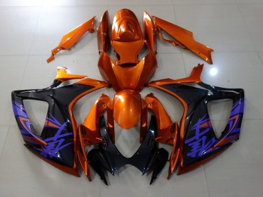 Aftermarket 2006-2007 Vibrant Orange & Gloss Black Suzuki GSXR 600-750 Motorcycle Fairing
