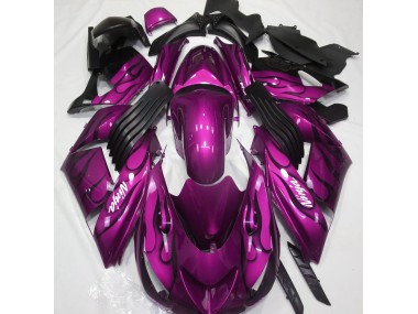 Aftermarket 2006-2011 Gloss Pink & Flame Kawasaki ZX14R Motorcycle Fairing