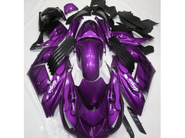 Aftermarket 2006-2011 Gloss Purple & Flame Kawasaki ZX14R Motorcycle Fairing