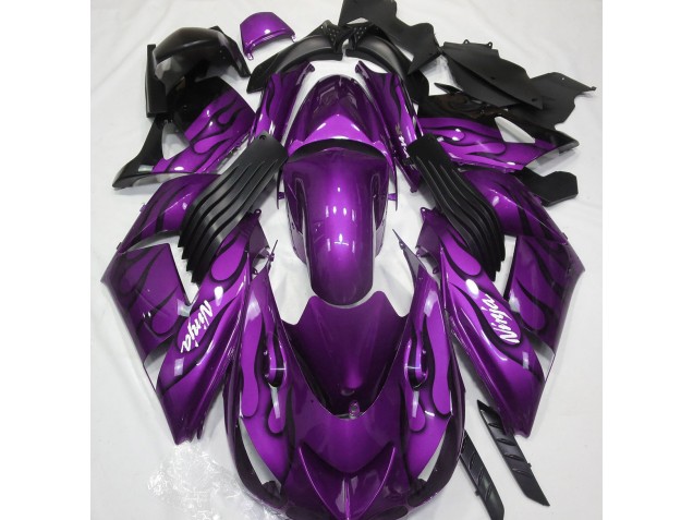 Aftermarket 2006-2011 Gloss Purple & Flame Kawasaki ZX14R Motorcycle Fairing Aftermarket 2006-2011 Gloss Purple & Flame Kawasaki ZX14R Motorcycle Fairing