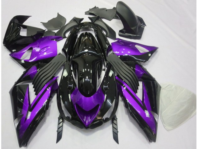 Aftermarket 2006-2011 Gloss Purple and Black Plain Kawasaki ZX14R Motorcycle Fairing Aftermarket 2006-2011 Gloss Purple and Black Plain Kawasaki ZX14R Motorcycle Fairing