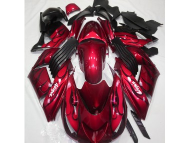 Aftermarket 2006-2011 Gloss Red & Flame Kawasaki ZX14R Motorcycle Fairing