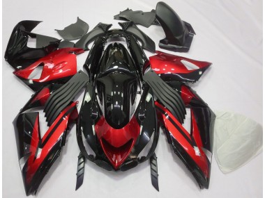 Aftermarket 2006-2011 Gloss Red and Black Plain Kawasaki ZX14R Motorcycle Fairing