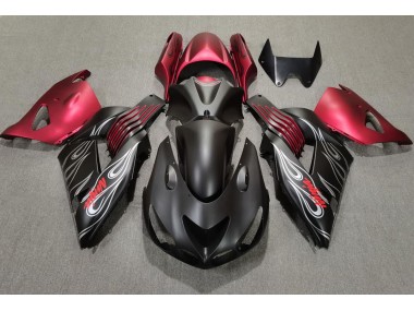 Aftermarket 2006-2011 Matte Black and Red Kawasaki ZX14R Motorcycle Fairing