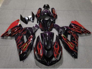 Aftermarket 2006-2011 Red Flame Kawasaki ZX14R Motorcycle Fairing