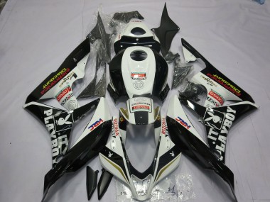 Aftermarket 2007-2008 Black and White Playboy Honda CBR600RR Motorcycle Fairing
