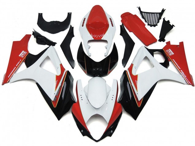 Aftermarket 2007-2008 Custom Red and White with Black Suzuki GSXR 1000 Motorcycle Fairing Aftermarket 2007-2008 Custom Red and White with Black Suzuki GSXR 1000 Motorcycle Fairing