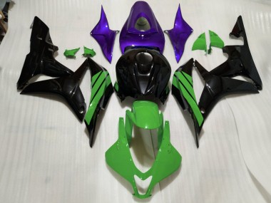 Aftermarket 2007-2008 Gloss Black & Green and Purple Accents Honda CBR600RR Motorcycle Fairing