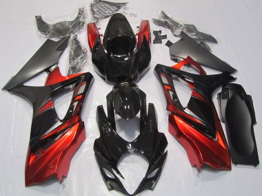 Aftermarket 2007-2008 Gloss Black and Red Suzuki GSXR 1000 Motorcycle Fairing