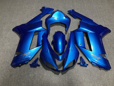 Aftermarket 2007-2008 Gloss Blue & Chrome Kawasaki ZX6R Motorcycle Fairing