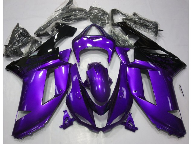 Aftermarket 2007-2008 Gloss Purple & Black Kawasaki ZX6R Motorcycle Fairing