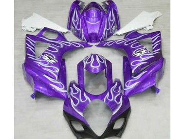 Aftermarket 2007-2008 Gloss Purple and White Flame Suzuki GSXR 1000 Motorcycle Fairing