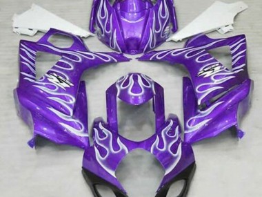 Aftermarket 2007-2008 Gloss Purple and White Flame Suzuki GSXR 1000 Motorcycle Fairing