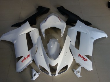 Aftermarket 2007-2008 Gloss White & Red Kawasaki ZX6R Motorcycle Fairing