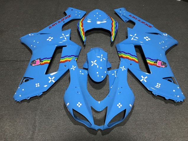 Aftermarket 2007-2008 Light Blue Custom Kawasaki ZX6R Motorcycle Fairing Aftermarket 2007-2008 Light Blue Custom Kawasaki ZX6R Motorcycle Fairing
