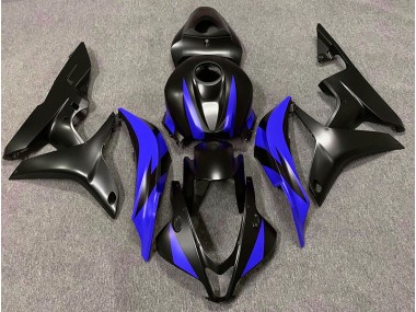 Aftermarket 2007-2008 Matte Black & Blue Design Honda CBR600RR Motorcycle Fairing