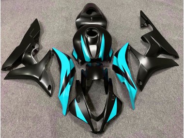 Aftermarket 2007-2008 Matte Black & Cyan Design Honda CBR600RR Motorcycle Fairing