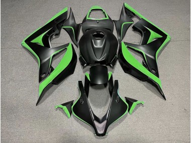Aftermarket 2007-2008 Matte Black & Green Honda CBR600RR Motorcycle Fairing