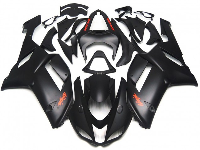 Aftermarket 2007-2008 Matte Black Red Decals Kawasaki ZX6R Motorcycle Fairing