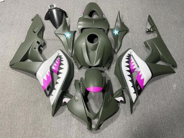 Aftermarket 2007-2008 Matte Green & Pink Shark Honda CBR600RR Motorcycle Fairing