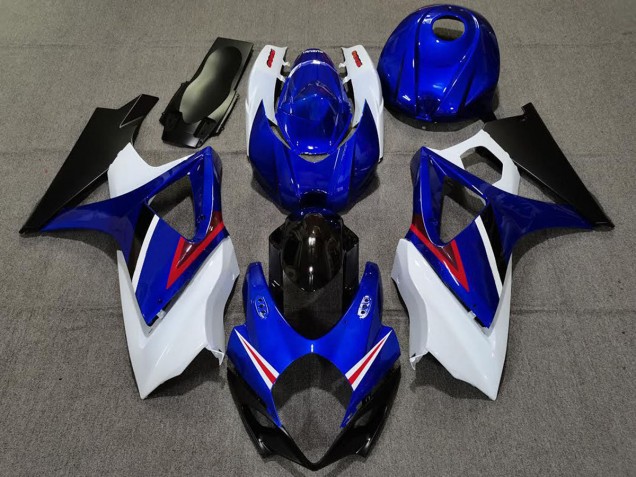 Aftermarket 2007-2008 OEM Style Gloss Blue and White Suzuki GSXR 1000 Motorcycle Fairing Aftermarket 2007-2008 OEM Style Gloss Blue and White Suzuki GSXR 1000 Motorcycle Fairing