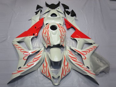 Aftermarket 2007-2008 Red Flame on White Honda CBR600RR Motorcycle Fairing