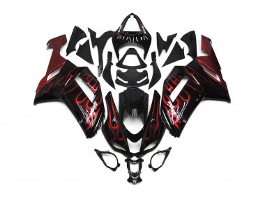 Aftermarket 2007-2008 Red Gloss Flame Kawasaki ZX6R Motorcycle Fairing