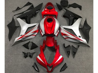 Aftermarket 2007-2008 Red and Silver OEM Style Honda CBR600RR Motorcycle Fairing