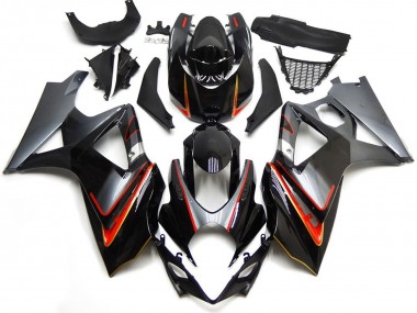 Aftermarket 2007-2008 Silver and Black with Red Suzuki GSXR 1000 Motorcycle Fairing