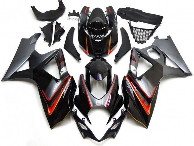 Aftermarket 2007-2008 Silver and Black with Red Suzuki GSXR 1000 Motorcycle Fairing Aftermarket 2007-2008 Silver and Black with Red Suzuki GSXR 1000 Motorcycle Fairing