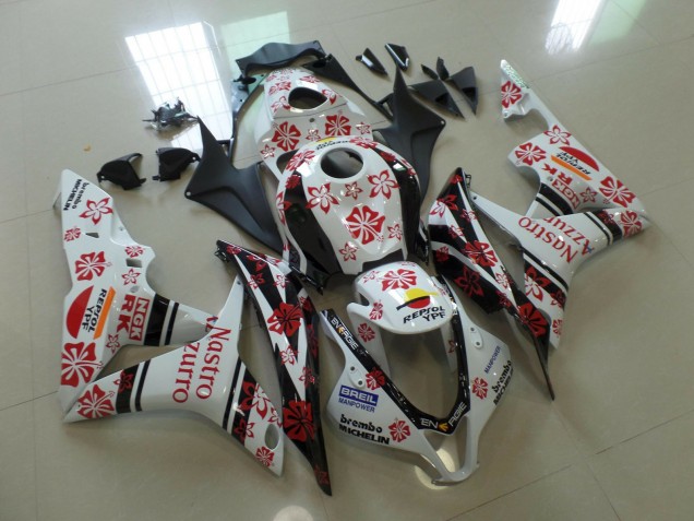 Aftermarket 2007-2008 White and Red Nastro Azzurro Honda CBR600RR Motorcycle Fairing Aftermarket 2007-2008 White and Red Nastro Azzurro Honda CBR600RR Motorcycle Fairing