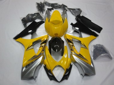 Aftermarket 2007-2008 Yellow Silver Suzuki GSXR 1000 Motorcycle Fairing