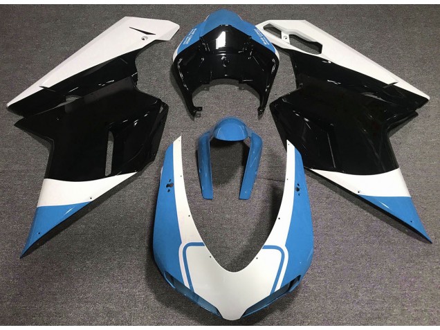 Aftermarket 2007-2012 Gloss Light Blue White and Black Ducati 848 1098 1198 Motorcycle Fairing Aftermarket 2007-2012 Gloss Light Blue White and Black Ducati 848 1098 1198 Motorcycle Fairing